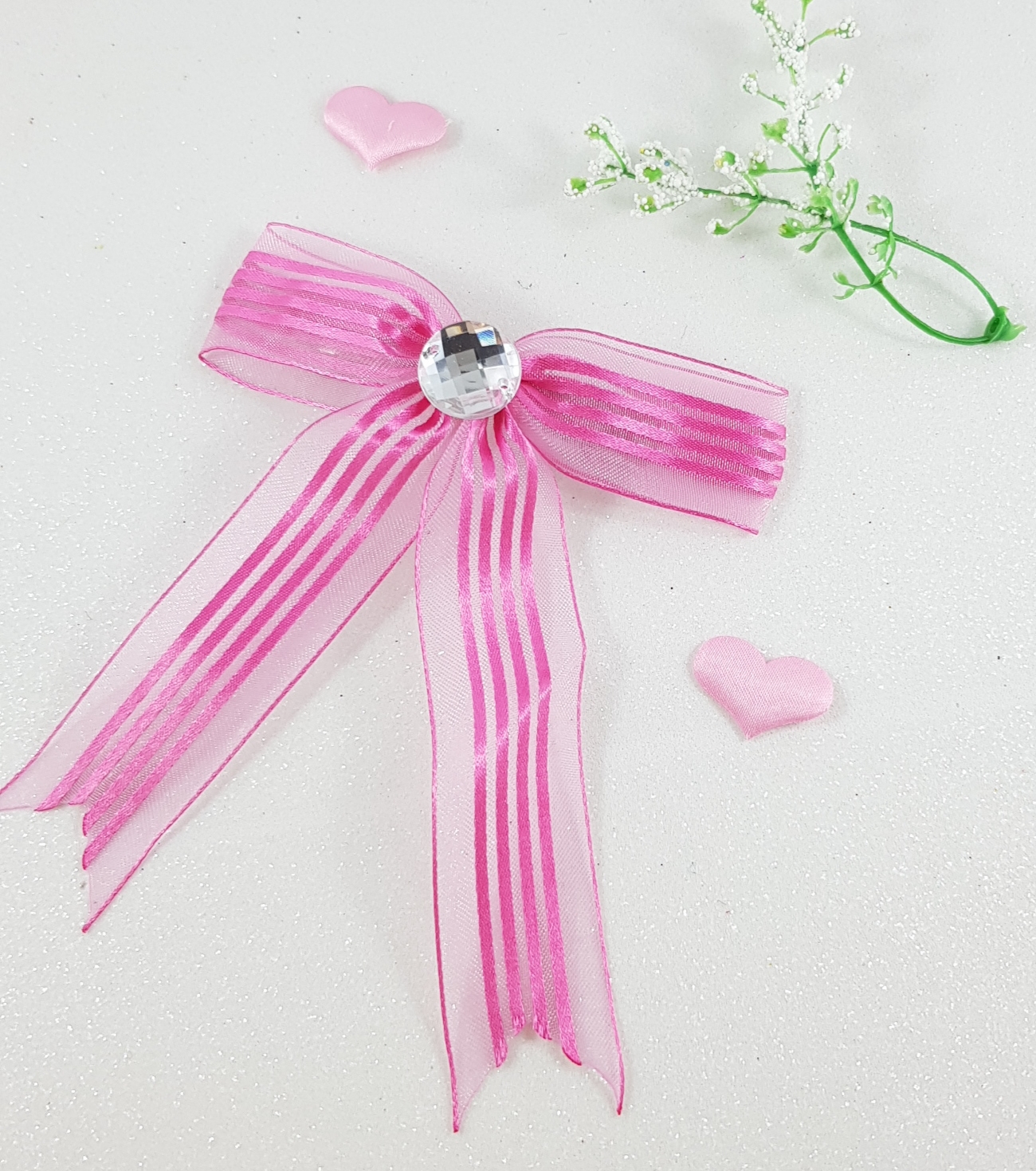 PINK BOW ON BARRETTE CLIP - AngelBows Dancewear Solutions