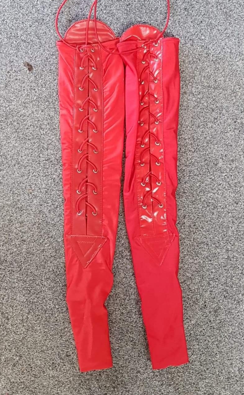LYCRA LACE UP SPATS - RED ONLY - AngelBows Dancewear Solutions